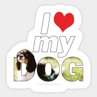 I love (heart) my dog - King Charles spaniel oil painting wordart Sticker